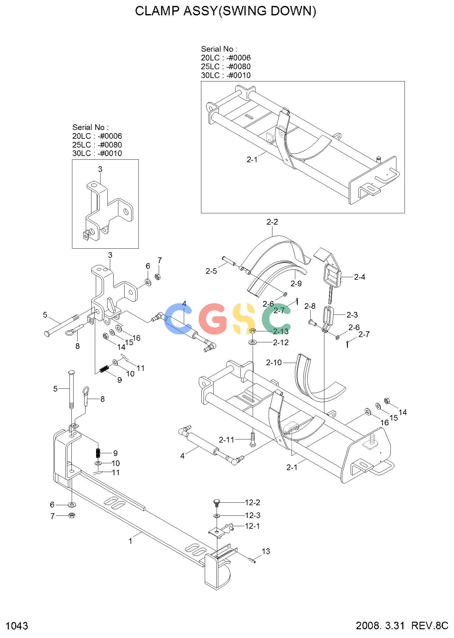 现代零件查询20/2/30LC-7 CLAMP ASSY(SWING DOWN)EPC Hyundai 