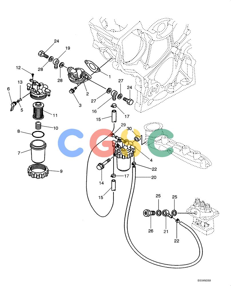 纽荷兰零件查询(E15) - COMPACT CRAWLER EXCAVATOR (N.A.) (1/06-) (03-04[00]) - FUEL FILTER New Holland Constructuion