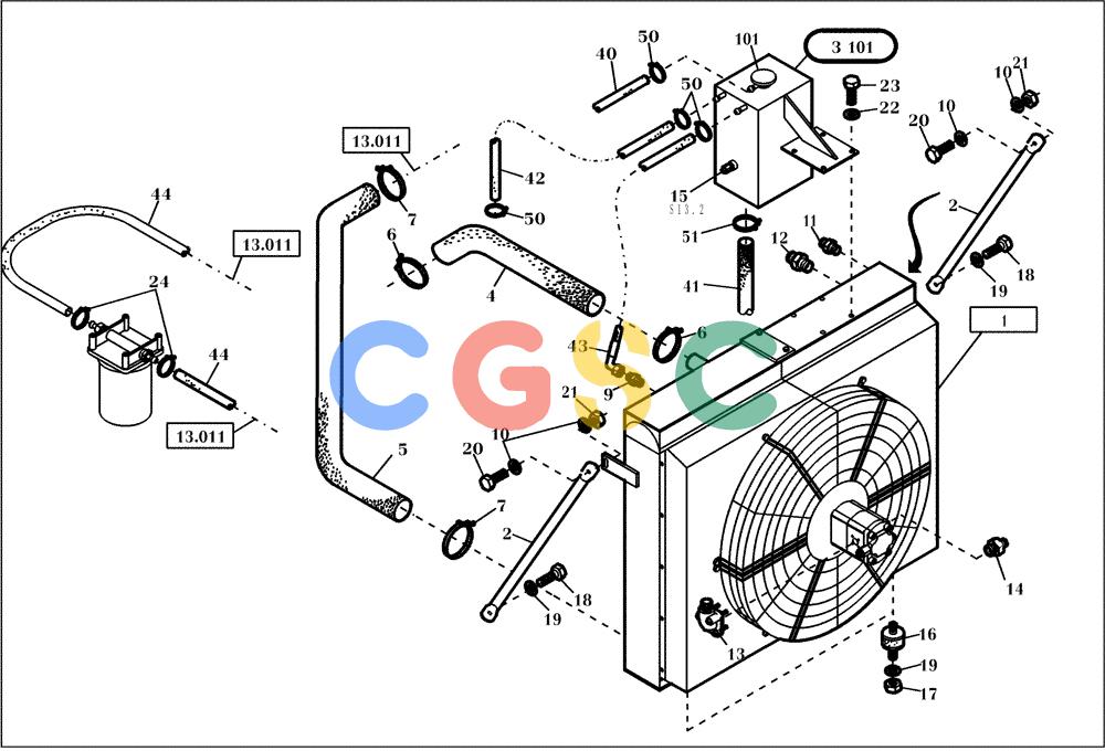 纽荷兰零件查询(EC270) - CRAWLER EXCAVATOR (7/00-) (15.121[001]) - COMB. COOL. SYST. WATER/OIL MOUNTING PARTS (S/N 727002-UP) New Holland Constructuion