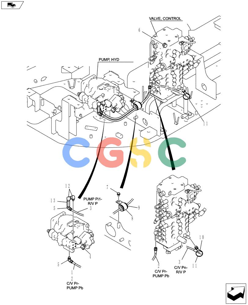 纽荷兰零件查询(E70BSR) - COMPACT CRAWLER EXCAVATOR ASN YT06-18001 (01-037[00]) - CONTROL LINES, PUMP New Holland Constructuion