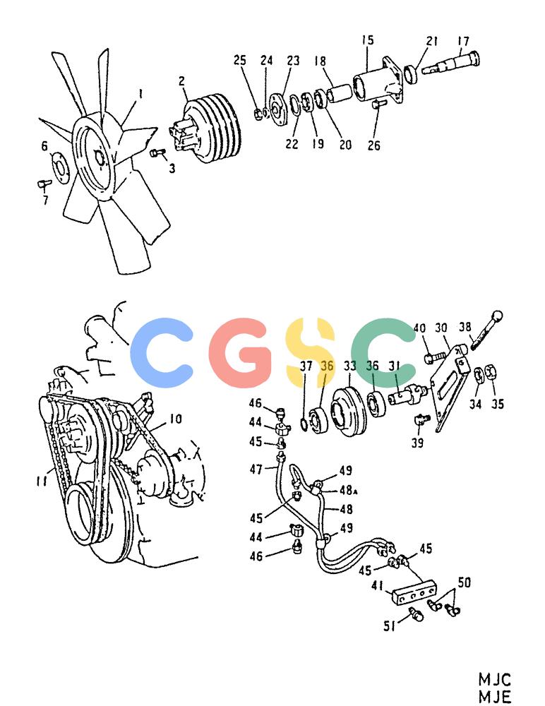 神钢零件查询(6D22-TC) - MITSUBISHI DIESEL ENGINE - K912, K912LC, & K916 (1/83-12/06) (02-009) - FAN & PULLEY 030-190J Kobelco