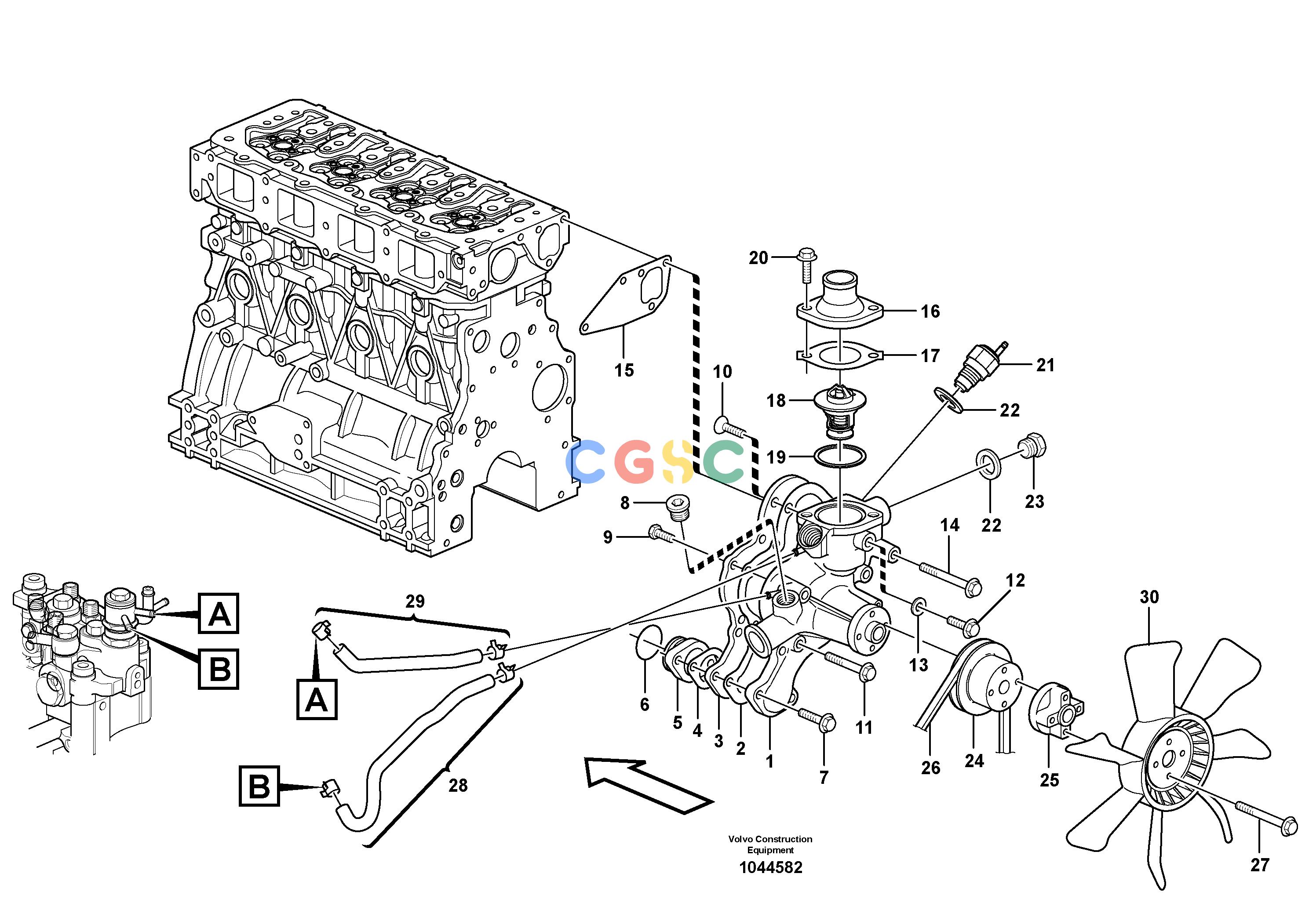 沃尔沃零件查询MC70B Water pump and thermostat housingNone NoneNoneNoneAutodata Volvo online