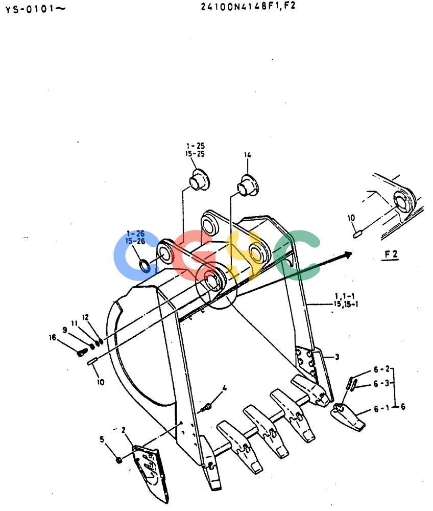 神钢零件查询(MD400LC) - EXCAVATOR BTW YS0101 - YS0200 (1/80-12/06) (07-010) - BUCKET ASSY, 2.62 CU YD Kobelco