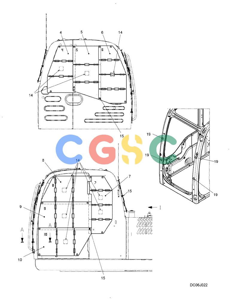 纽荷兰零件查询(E215B) - CRAWLER EXCAVATOR - TIER 3 (NA) - ASN N7DA21001 (1/07-) (6.009[00]) - VANDALISM GUARD (YN25C00008F1), FIGURE 1 OF 2 New Holland Constructuion
