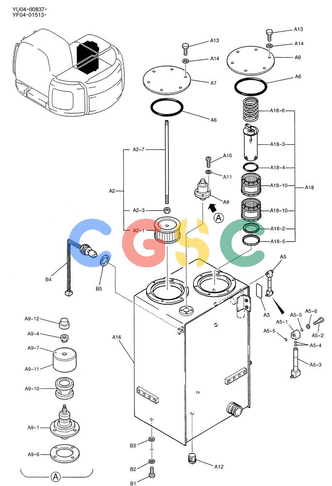 纽荷兰零件查询(E235SRLC) - CRAWLER EXCAVATOR BTW YU04-00837 - YU04-01417 (01-015) - TANK ASSY, HYD New Holland Constructuion