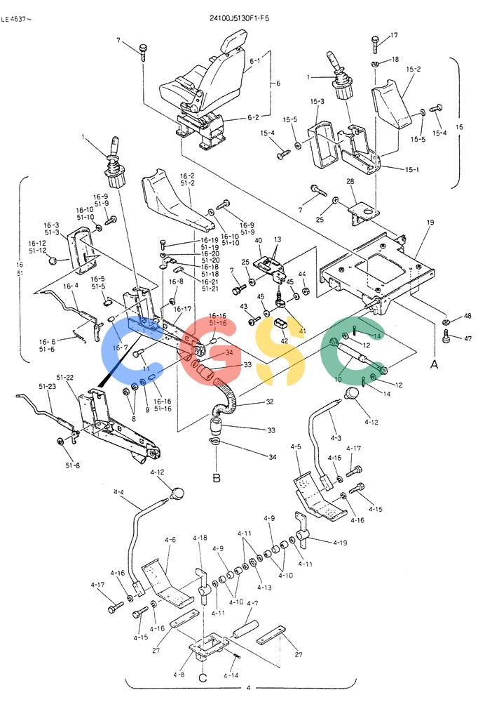神钢零件查询(K903B) - EXCAVATOR ASN LE3401 (1/85-12/03) (03-013[01]) - CONTROL ASSY (FOR EXPORT) P/N 24100J5130F1 Kobelco