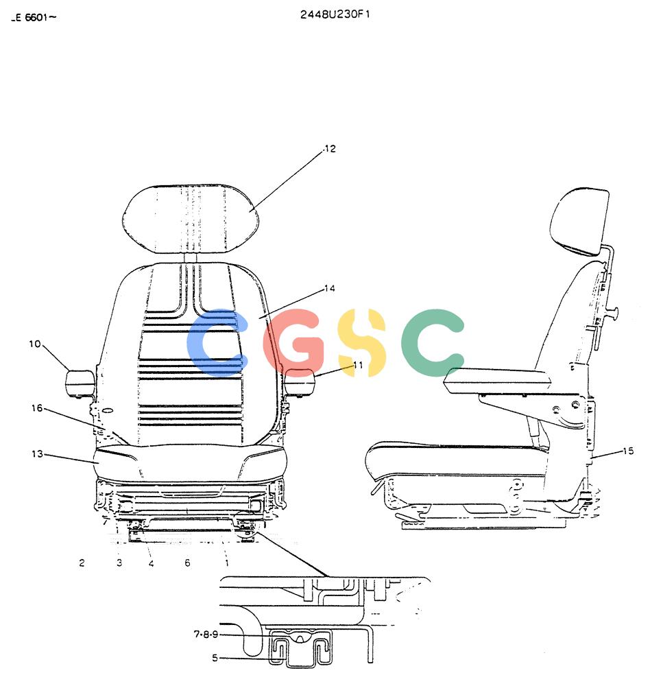 神钢零件查询(K903) - MARK II EXCAVATOR BTW LE6601 - LE7871 (1/88-12/03) (02-009) - SEAT ASSY (FOR NORTH EUROPE), P/N-2448U230F1 Kobelco