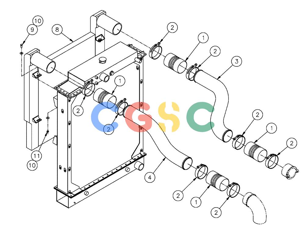 凯斯零件查询(FLX3300B) - FLOATER - 2002 (9/02-10/03) (02-014) - CHARGE AIR COOLER TUBE GROUP Case Agriculture