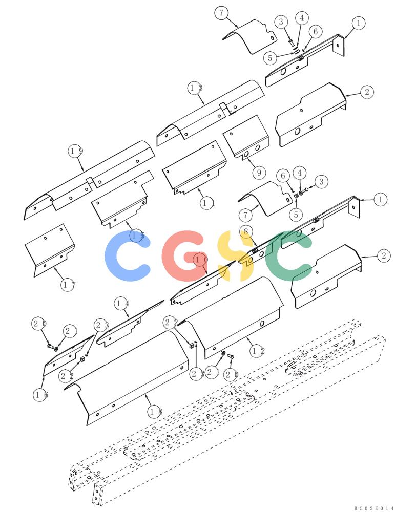 纽荷兰零件查询(D95) - CRAWLER DOZER - NA (1/06-) (05-02A) - FRAME, TRACK - COVERS (W/ 12 MM LARGER CUTOUT; IF USED) New Holland Constructuion