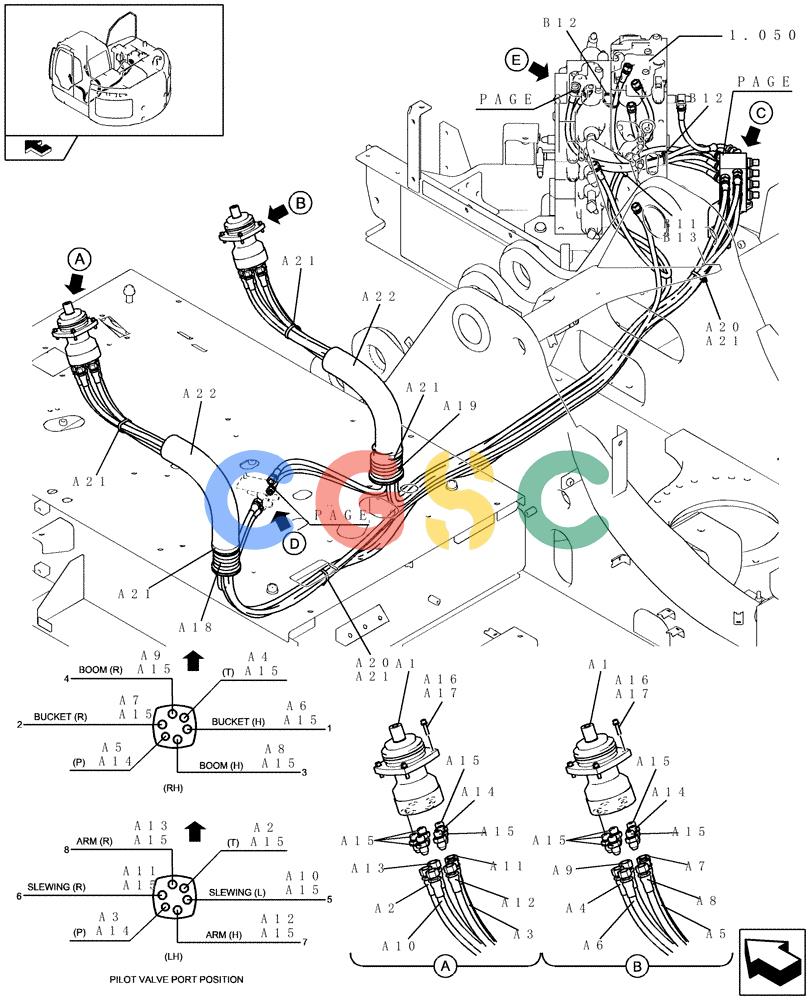 纽荷兰零件查询(E235BSR) - CRAWLER EXCAVATOR (5/07-) (1.080[01]) - PILOT PIPING New Holland Constructuion