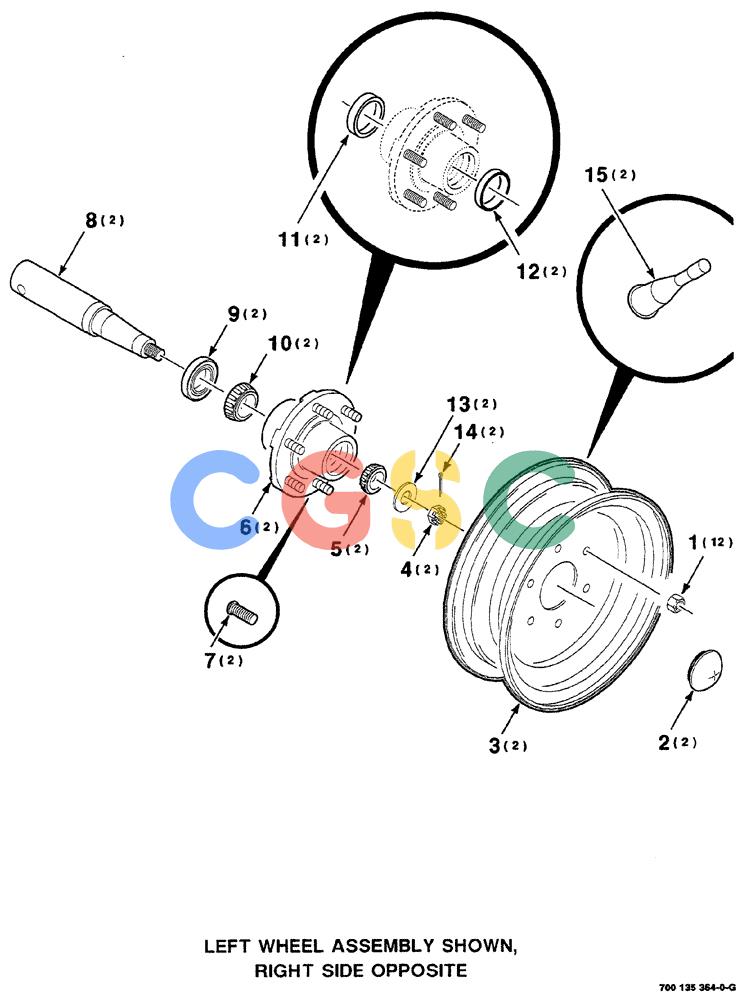 凯斯零件查询(RS561) - CASE IH ROUND BALER (1/99-12/00) (07-008) - WHEEL, HUB AND AXLE ASSEMBLY (15 INCH) Case Agriculture