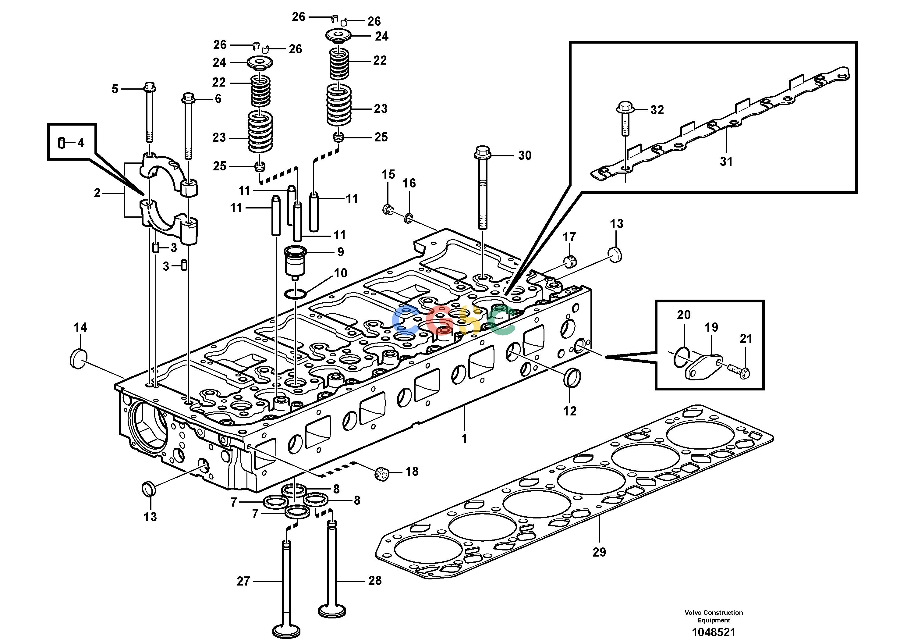 沃尔沃零件查询G900 MODELS Cylinder head - D9S/N 39300 - NoneNoneNoneAutodata Volvo online