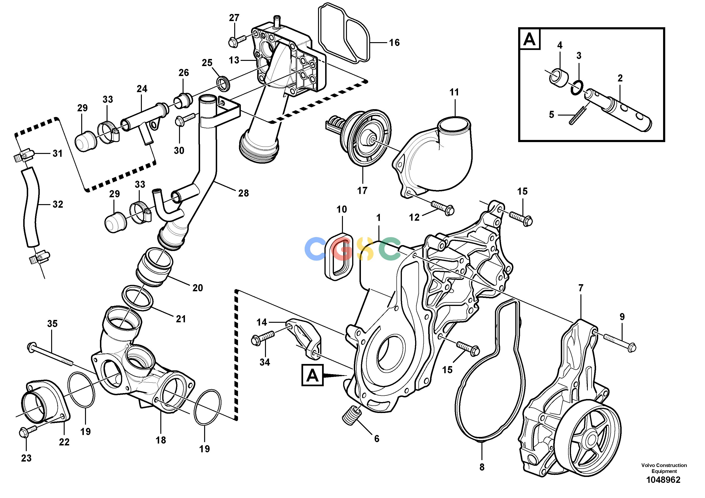 沃尔沃零件查询FBR2800C Water pump and thermostat housingS/N 110001-1100168286906-NoneNoneNoneNoneAutodata Volvo online