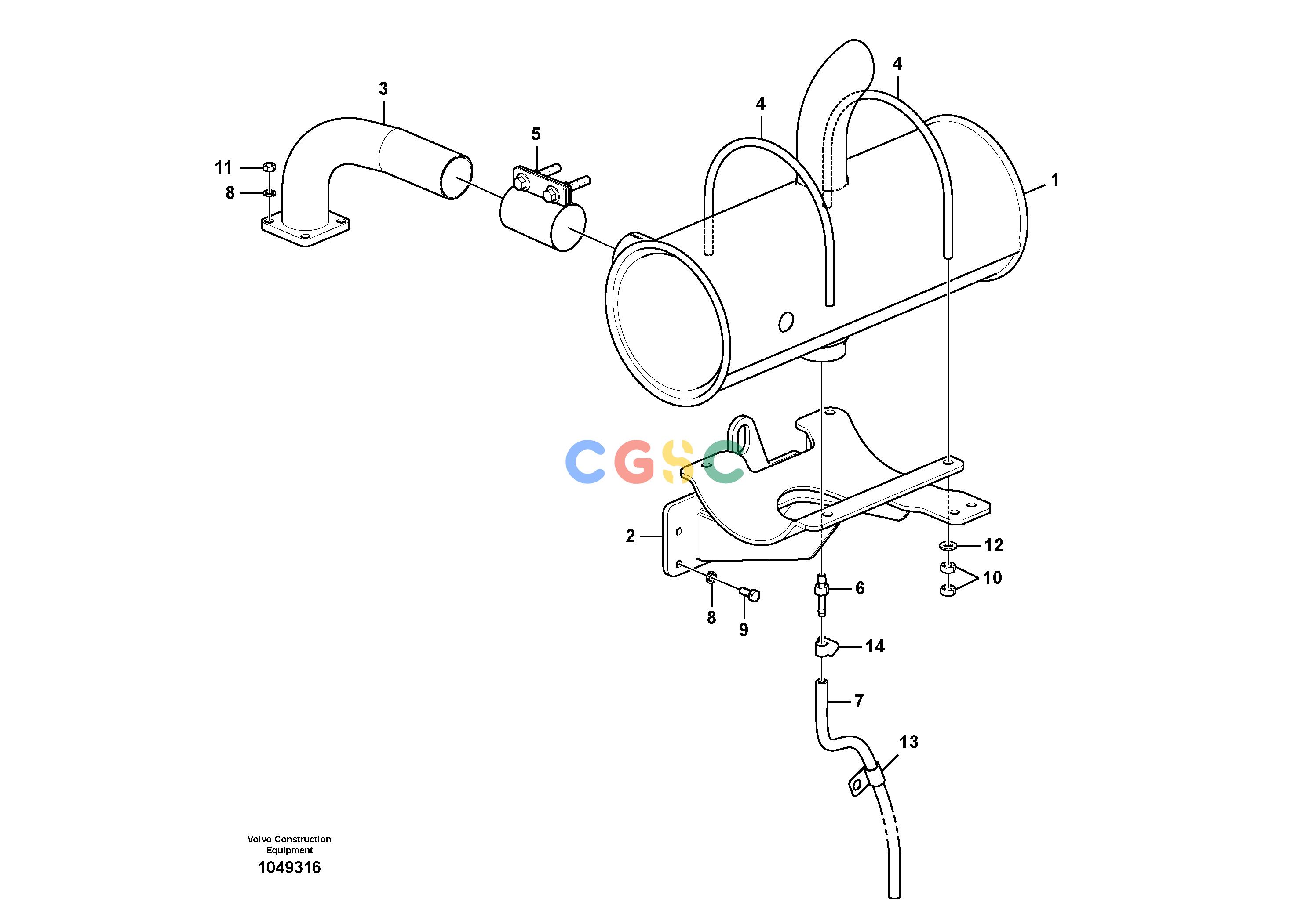 沃尔沃零件查询EW60C Exhaust systemS/N 110001-8287418-NoneVOE8287418NoneAutodata Volvo online