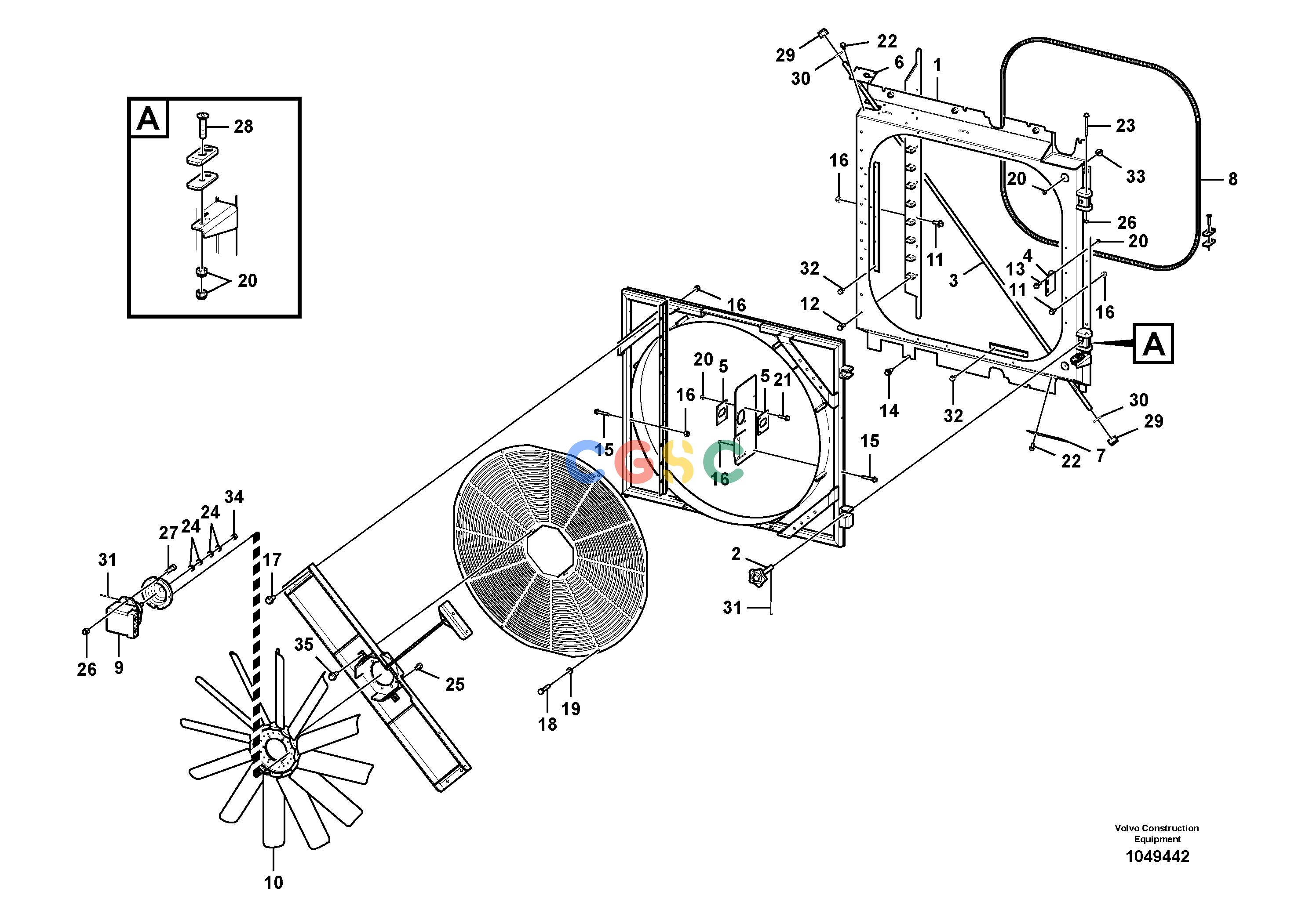 沃尔沃零件查询FBR2800C Cooling fan mountingS/N 110001-1100168286906-NoneNoneNoneNoneAutodata Volvo online
