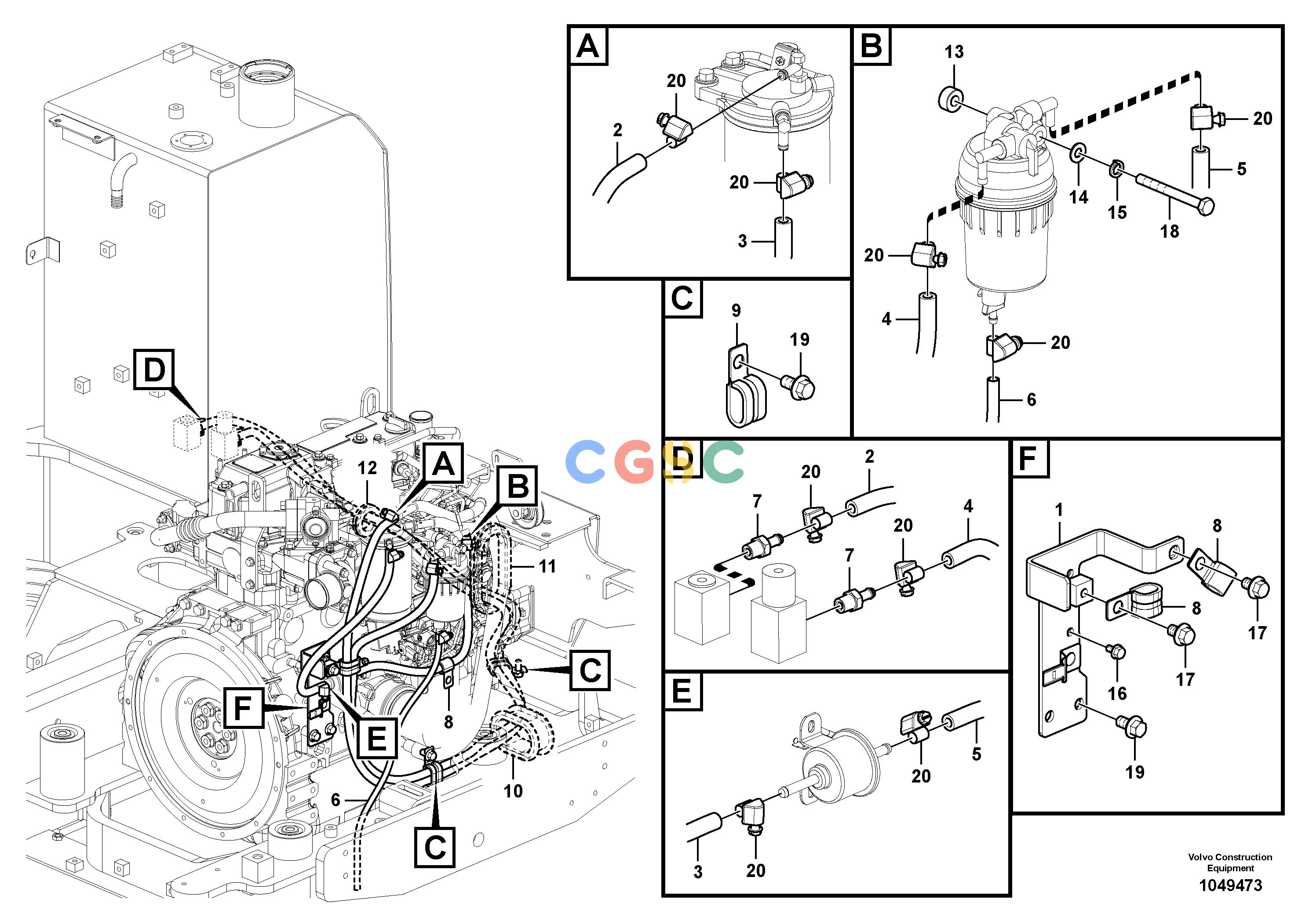 沃尔沃零件查询EW60C Fuel pipe - Fuel tankS/N 110001-8287418-NoneNoneNoneNoneAutodata Volvo online