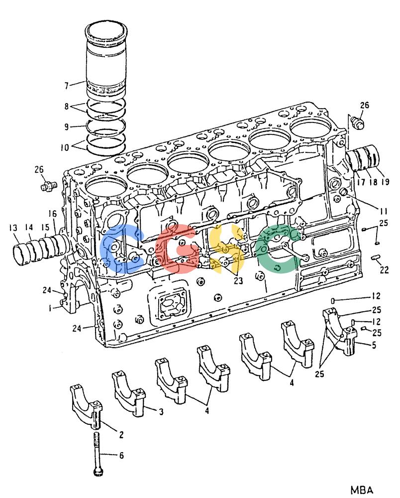 神钢零件查询(6D22-TC) - MITSUBISHI DIESEL ENGINE - K912, K912LC, & K916 (1/83-12/06) (08-002) - CYLINDER BLOCK REPAIR KIT Kobelco