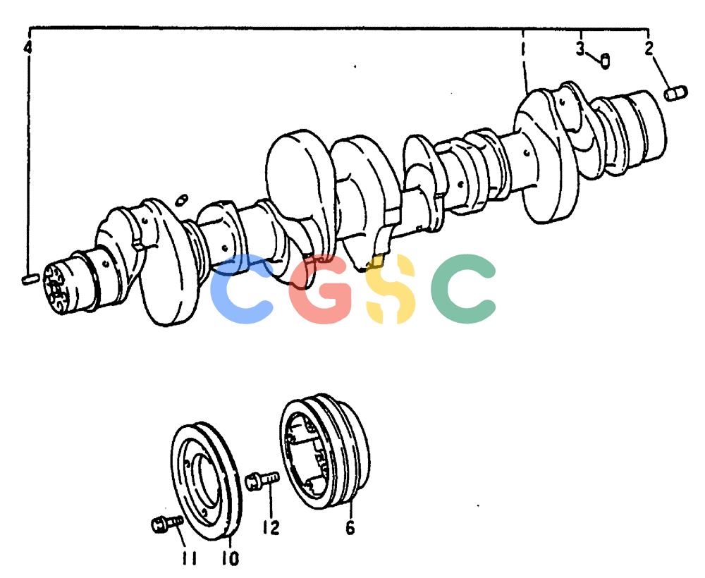 神钢零件查询(MD240C) - EXCAVATOR BTW LLU0301 - LLU0600 (1/80-12/06) (17-010) - CRANKSHAFT & PULLEY - 020-300D Kobelco