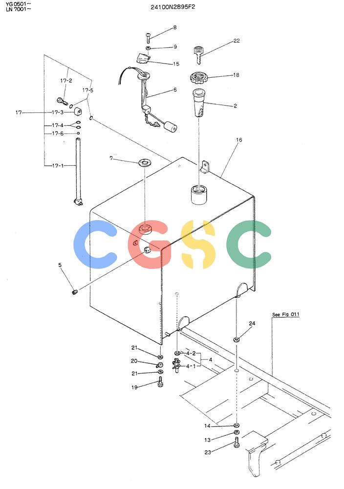 神钢零件查询(K907DLC) - EXCAVATOR ASN YG0501 (1/86-12/03) (01-012) - TANK ASSY, FUEL Kobelco