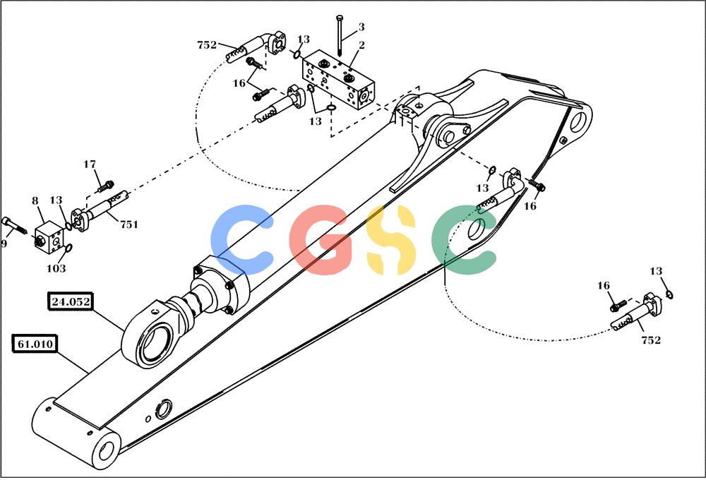 纽荷兰零件查询(EC130) - CRAWLER EXCAVATOR (4/99-) (61.032[002]) - HYDRAULIC SYSTEM STICK 2,5 M (S/N 11701-12059) New Holland Constructuion