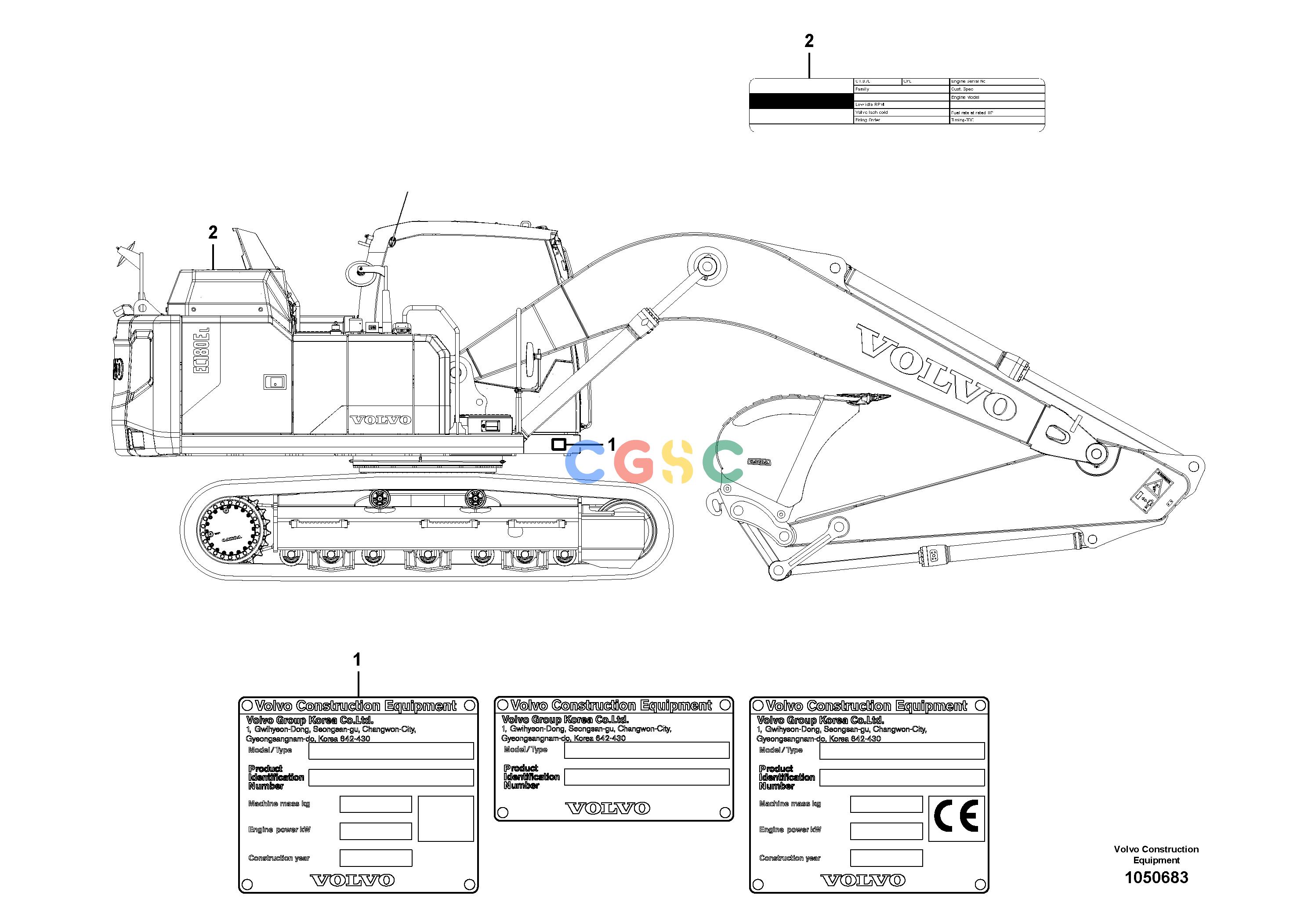 沃尔沃零件查询EC180E Product identification plateS/N 320001- NoneNoneNoneAutodata Volvo online