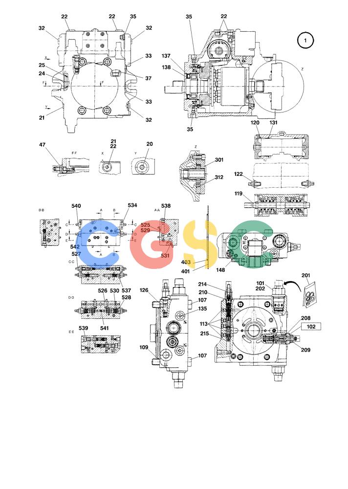 纽荷兰零件查询(EC350) - CRAWLER EXCAVATOR (2/00-) (22.030[001]) - SWING PUMP (S/N 735003-735032) New Holland Constructuion