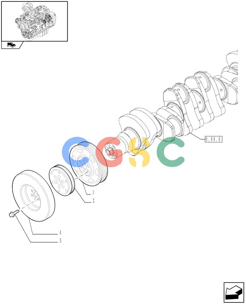 神钢零件查询(F4GE9684C J601) - ENGINE - 504360955 - 84152356 (1/13-) (0.08.4) - PULLEY - CRANKSHAFT (2853315) Kobelco