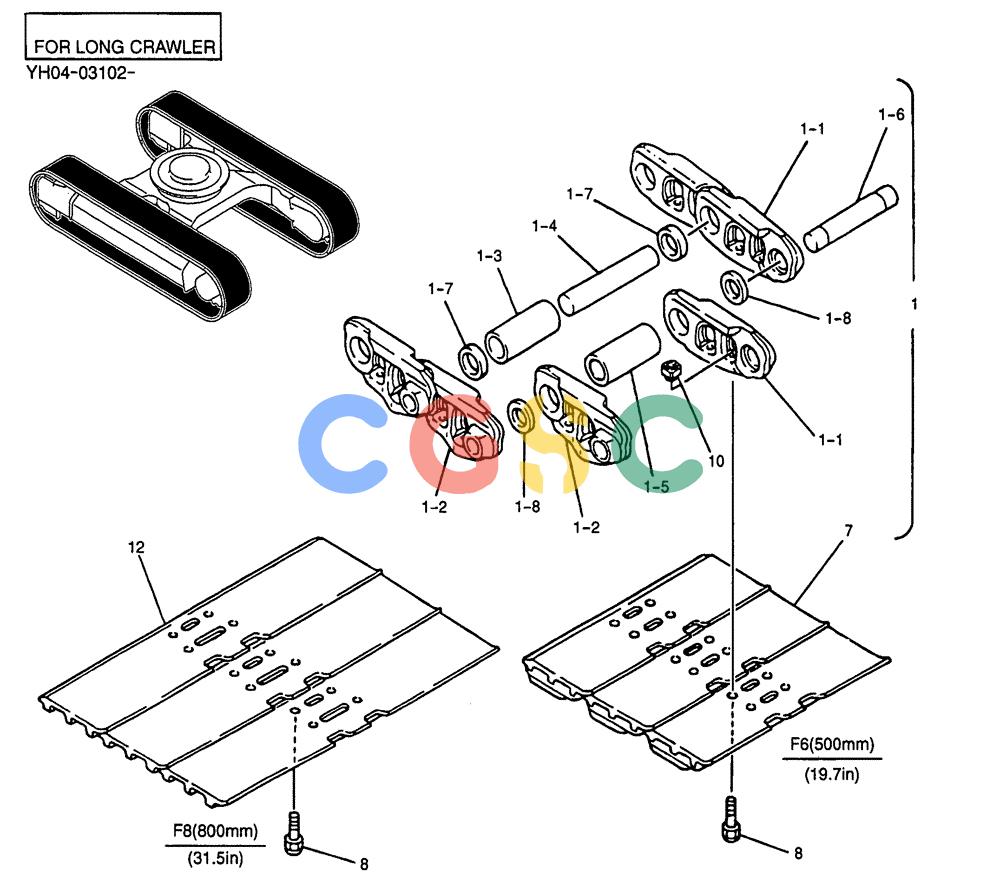 纽荷兰零件查询(E135SR) - CRAWLER EXCAVATOR ASN YY04-06254 (02-027) - SHOE ASSY (FOR LONG CRAWLER) New Holland Constructuion