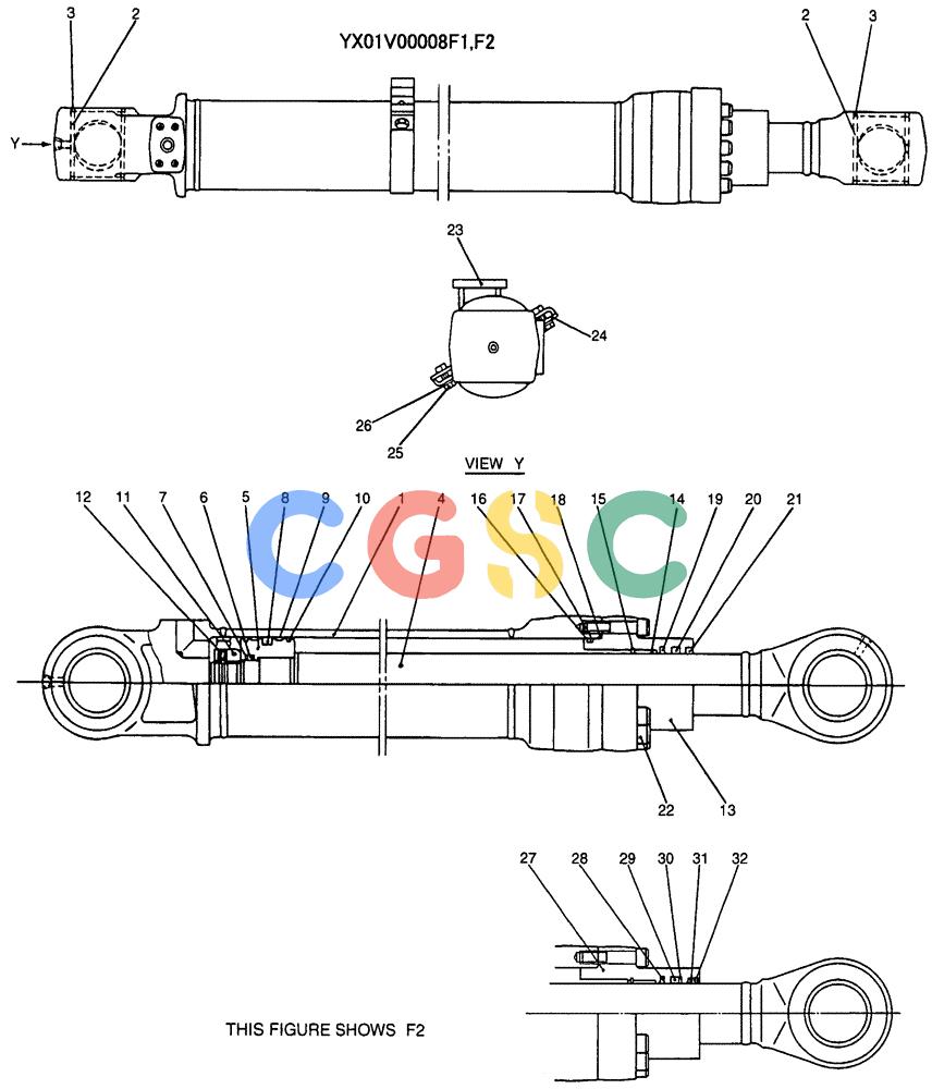 纽荷兰零件查询(E135SR) - CRAWLER EXCAVATOR ASN YY04-06254 (07-036) - CYLINDER ASSY, OFFSET (OFFSET BOOM) New Holland Constructuion