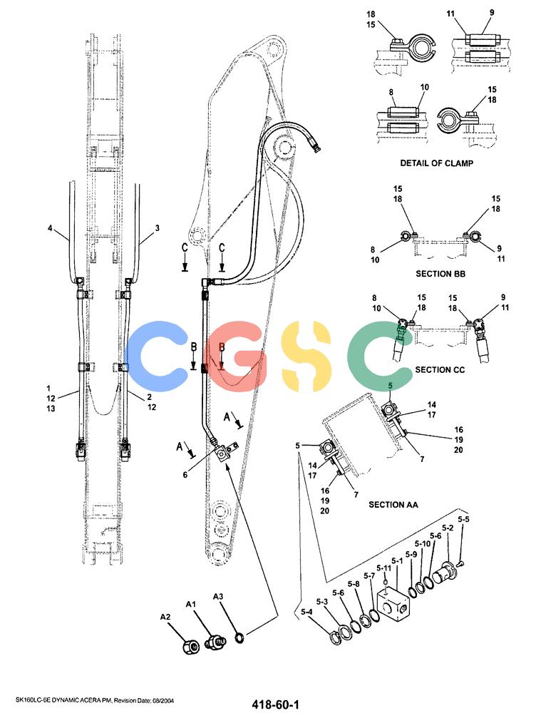 神钢零件查询(SK160LC-6E) - DYNAMIC ACERA EXCAVATOR 08/2004 ASN YM03U0523 (8/04-12/07) (03-013) - ARM HYDRAULIC LINES 3.1M (10ft 2in) (NIBBLER & BREAKER) Kobelco