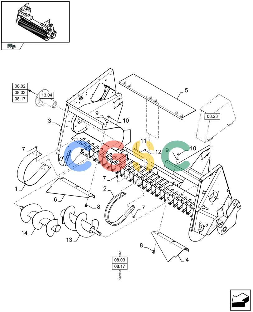 凯斯零件查询(LB433R) - BIG RECTANGULAR BALER 'ROTOR CUTTER' (9/08-12/12) (13.06[01]) - PICK-UP, FRAME Case Agriculture
