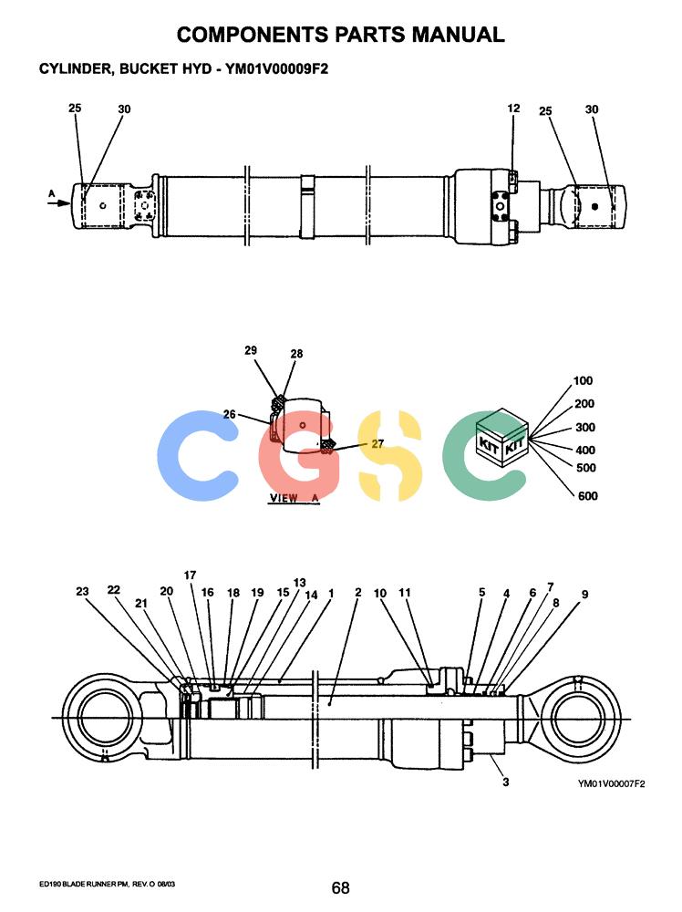 神钢零件查询(ED190LC-6E) - BLADE RUNNER EXCAVATOR/DOZER BTW YL03U0136 - YL03U0292 (1/05-12/06) (07-014) - CYLINDER, BUCKET HYD Kobelco