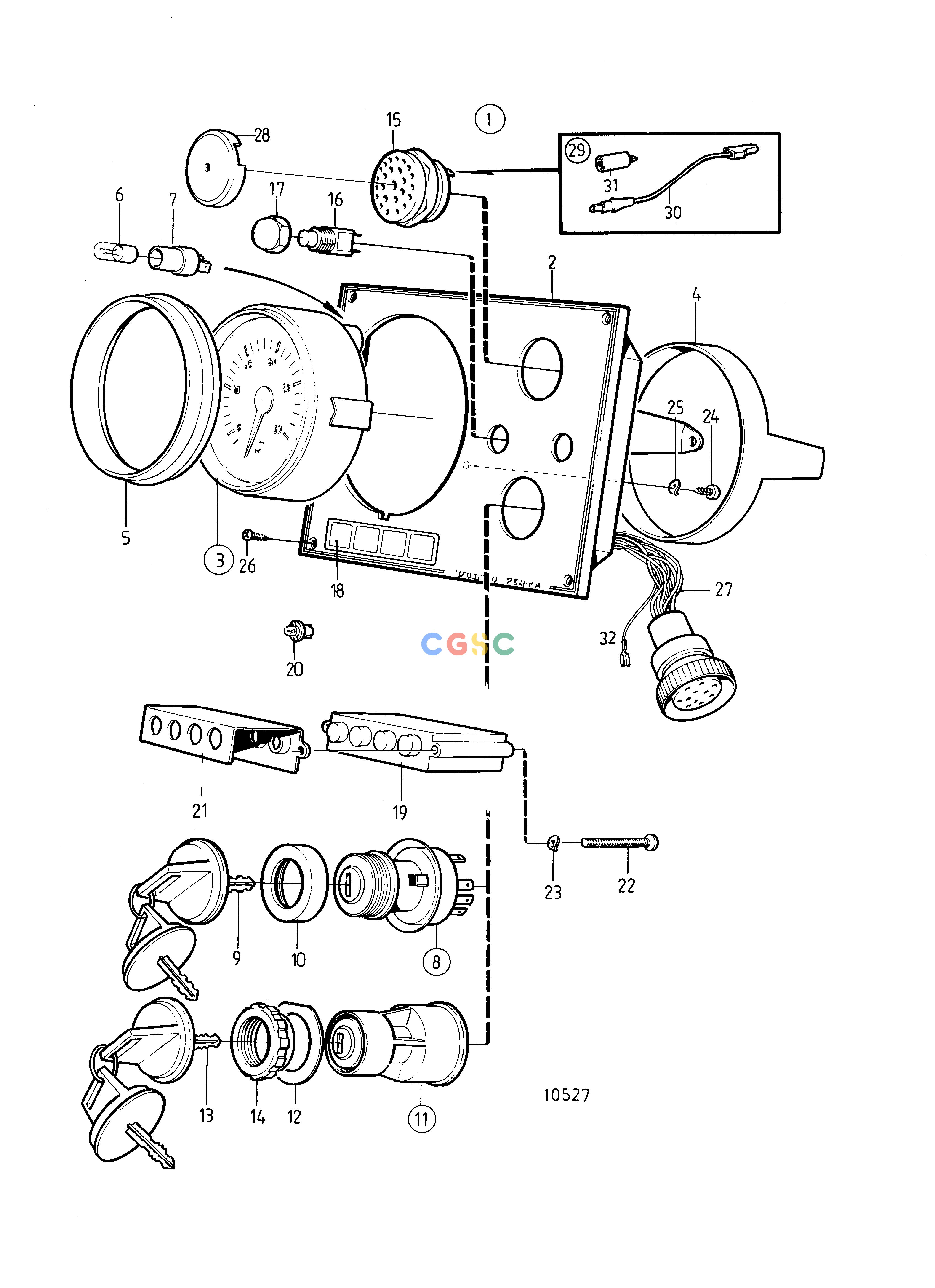沃尔沃零件查询TAMD71B; TAMD73P-A; TAMD73WJ-AElectrical SystemInstrument Panel for Dual St., 24V, Earlier Production: 864048EPC Volvo Penta Parts catalog