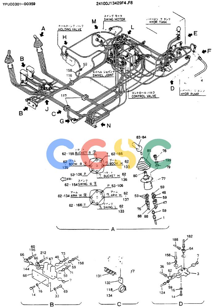 神钢零件查询(MD140C) - EXCAVATOR BTW YPU0301 - YPU0500 (1/80-12/06) (03-002[01]) - REMOTE-CONTROL ASSY P/N 24100J13429F4 Kobelco