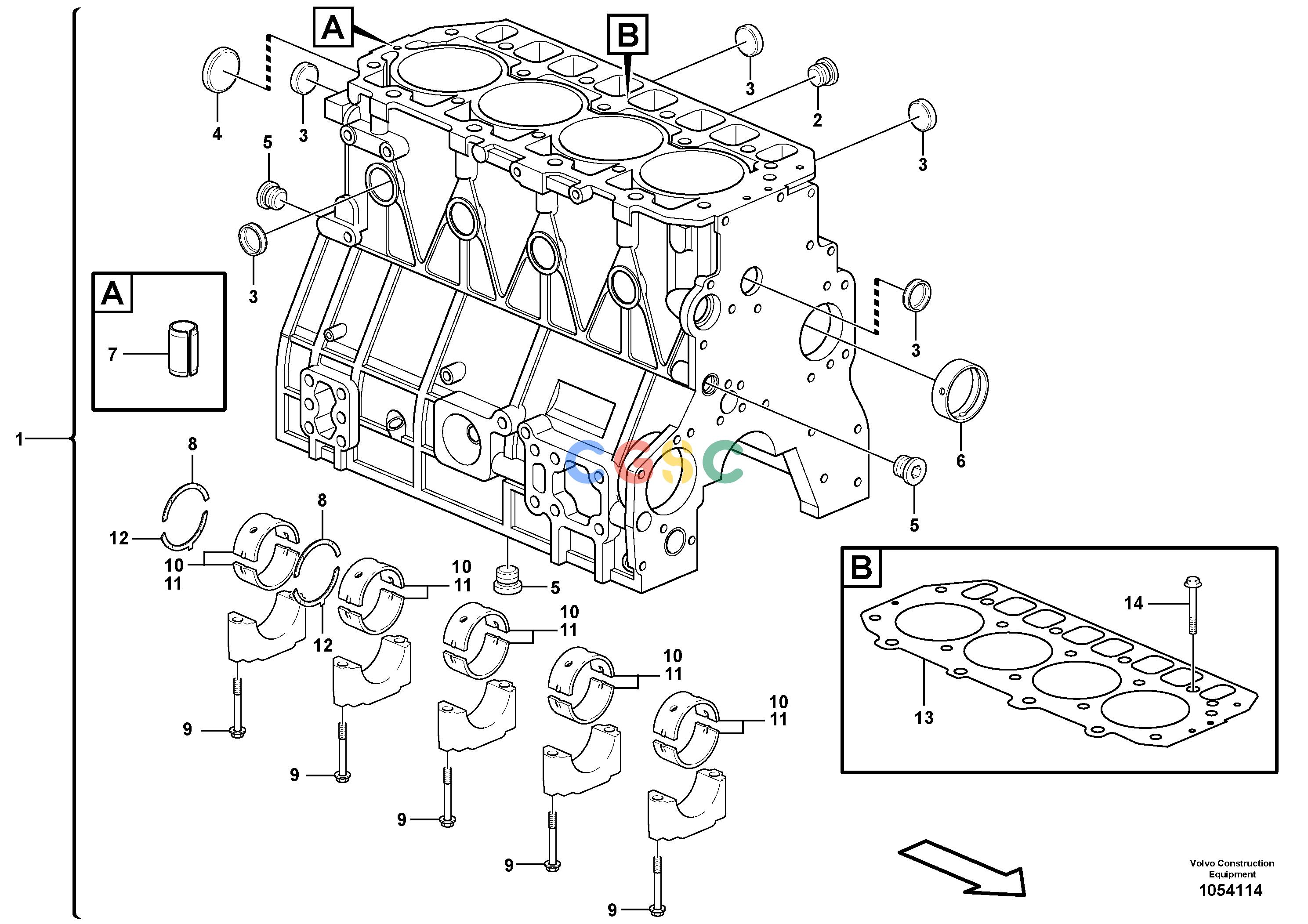 沃尔沃零件查询EW60C Cylinder blockS/N 110001- NoneNoneNoneAutodata Volvo online