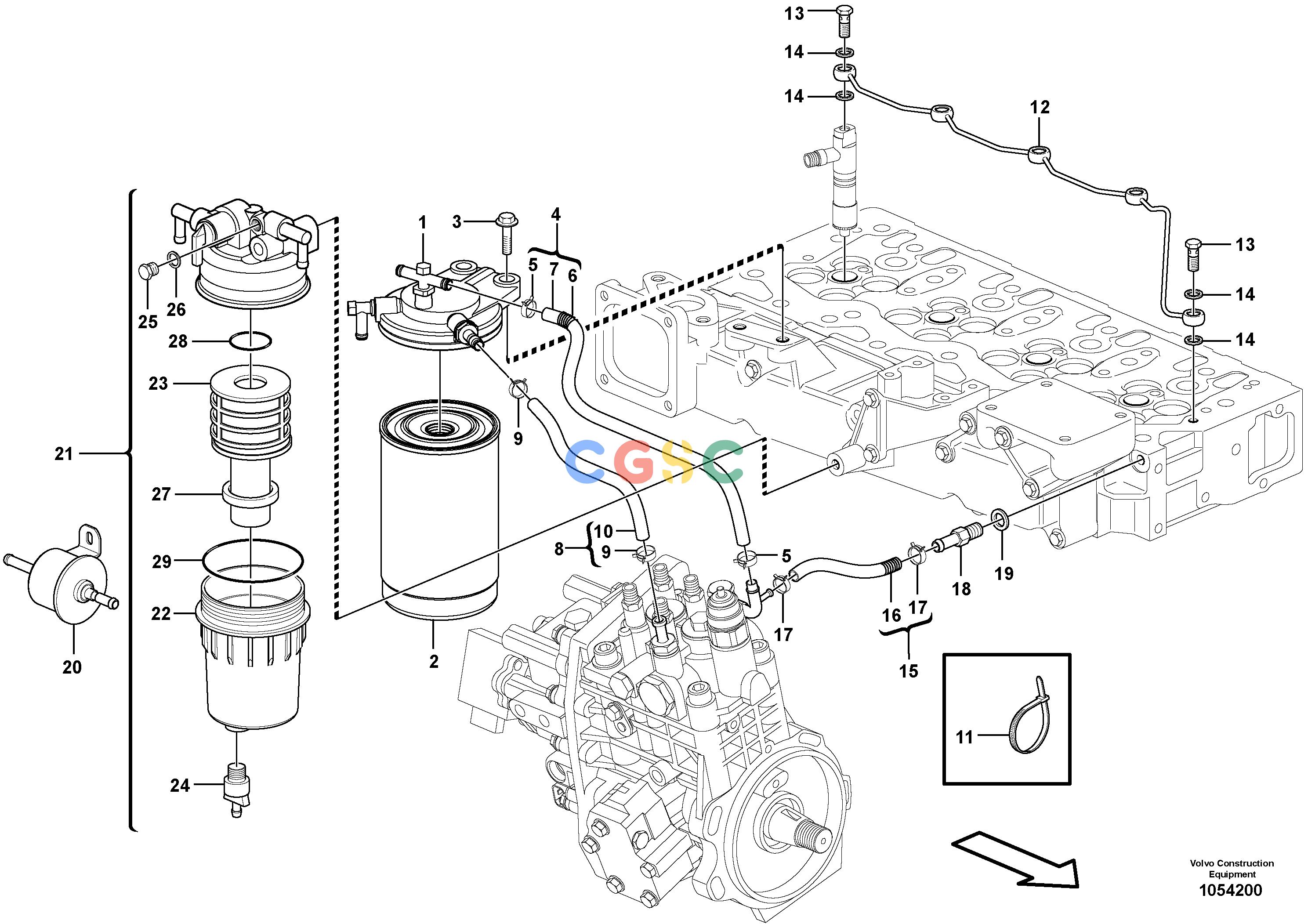 沃尔沃零件查询EW60C Fuel pipes, fuel injec.pump-fuel filterS/N 110001- NoneNoneNoneAutodata Volvo online