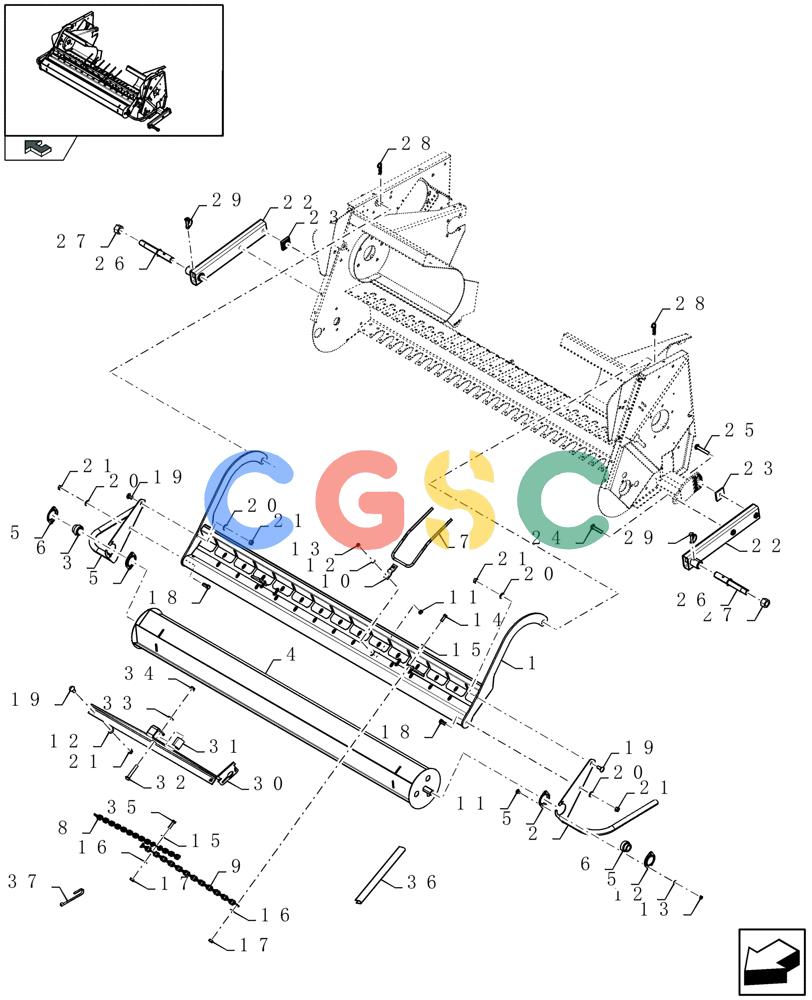 凯斯零件查询(LBX432R) - BIG RECTANGULAR BALER ''ROTOR CUTTER'' (3/03-12/08) (08.017[01]) - ROLLER WINDGUARD Case Agriculture