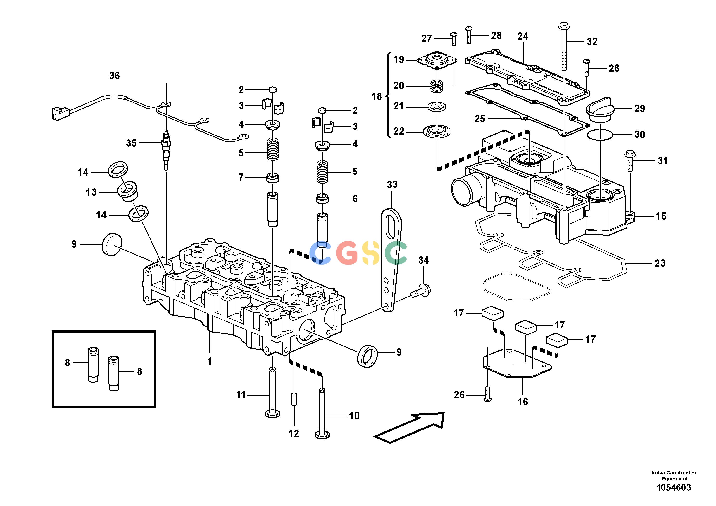 沃尔沃零件查询EC20C Cylinder headNone NoneNoneNoneAutodata Volvo online