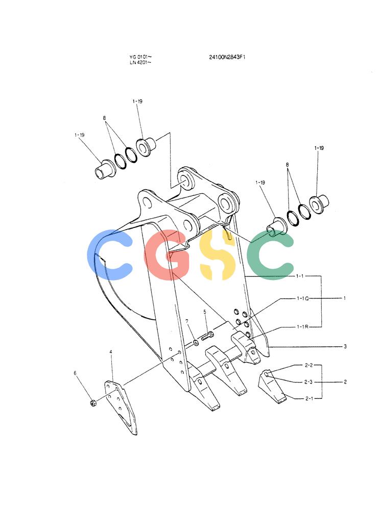 神钢零件查询(K907CLC) - EXCAVATOR BTW YG0101 - YG0500 (1/85-12/03) (09-026) - BUCKET ASSY,0.37M3 Kobelco