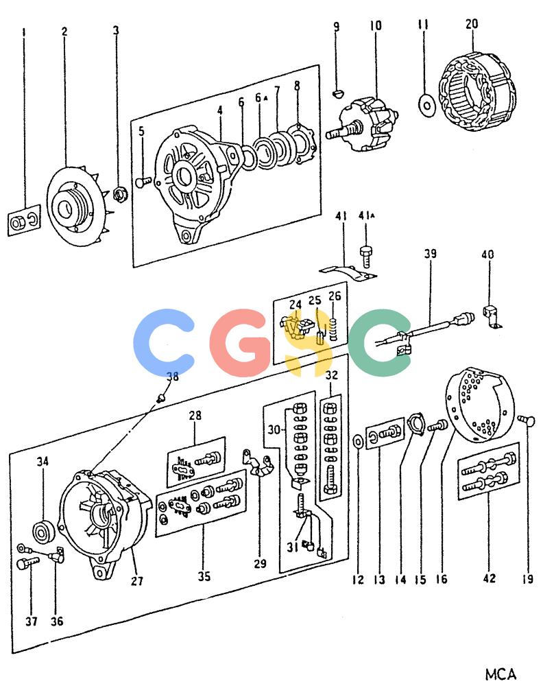 神钢零件查询(6D22-TC) - MITSUBISHI DIESEL ENGINE - K912, K912LC, & K916 (1/83-12/06) (04-010) - ALTERNATOR (INNER PARTS) 050-131C Kobelco