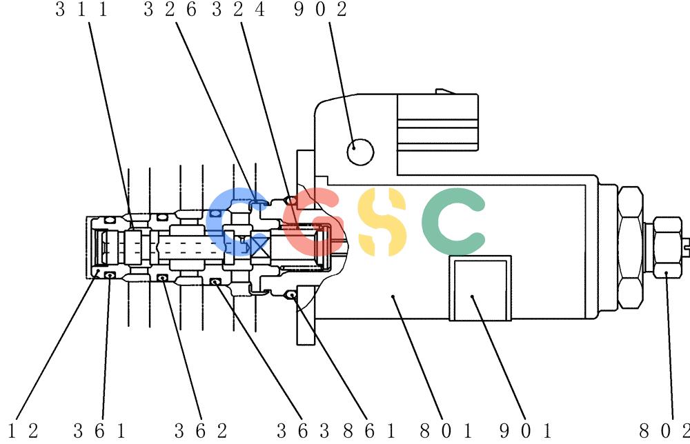 神钢零件查询(200-8) - EXCAVATOR S/N YN11-45001 - (1/06-12/09) (HC851-01-1) - VALVE ASSY, SOLENOID Kobelco
