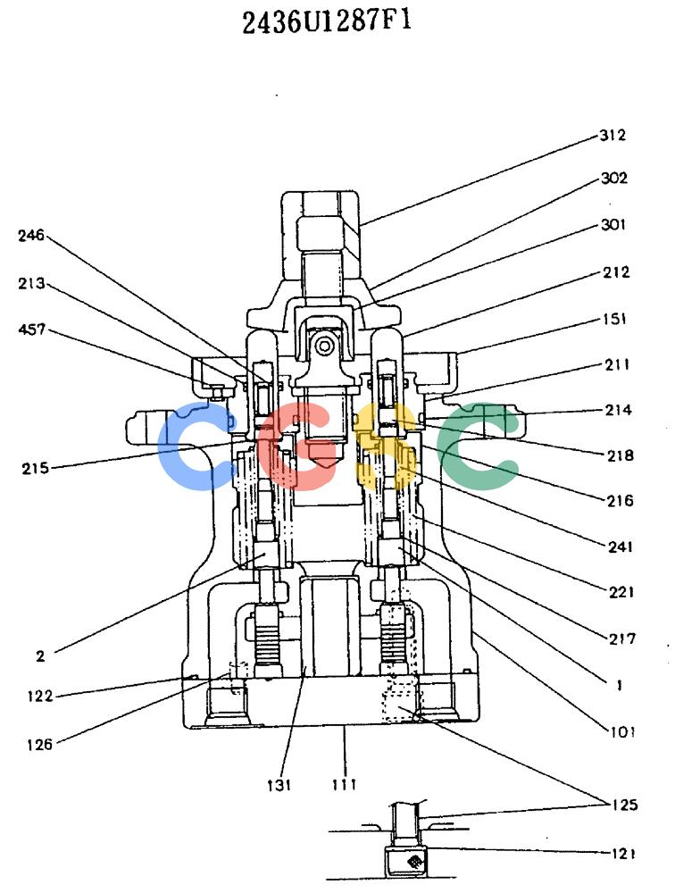 神钢零件查询(MD320BLC) - EXCAVATOR BTW YC0301 - YC0747 (1/80-12/06) (11-015) - VALVE ASSY, PILOT 2436U1287 F1 Kobelco