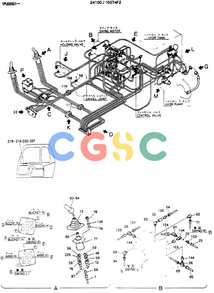 神钢零件查询(MD140C) - EXCAVATOR ASN YPU00501 (1/80-12/06) (03-002[1]) - REMOTE-CONTROL ASSY Kobelco