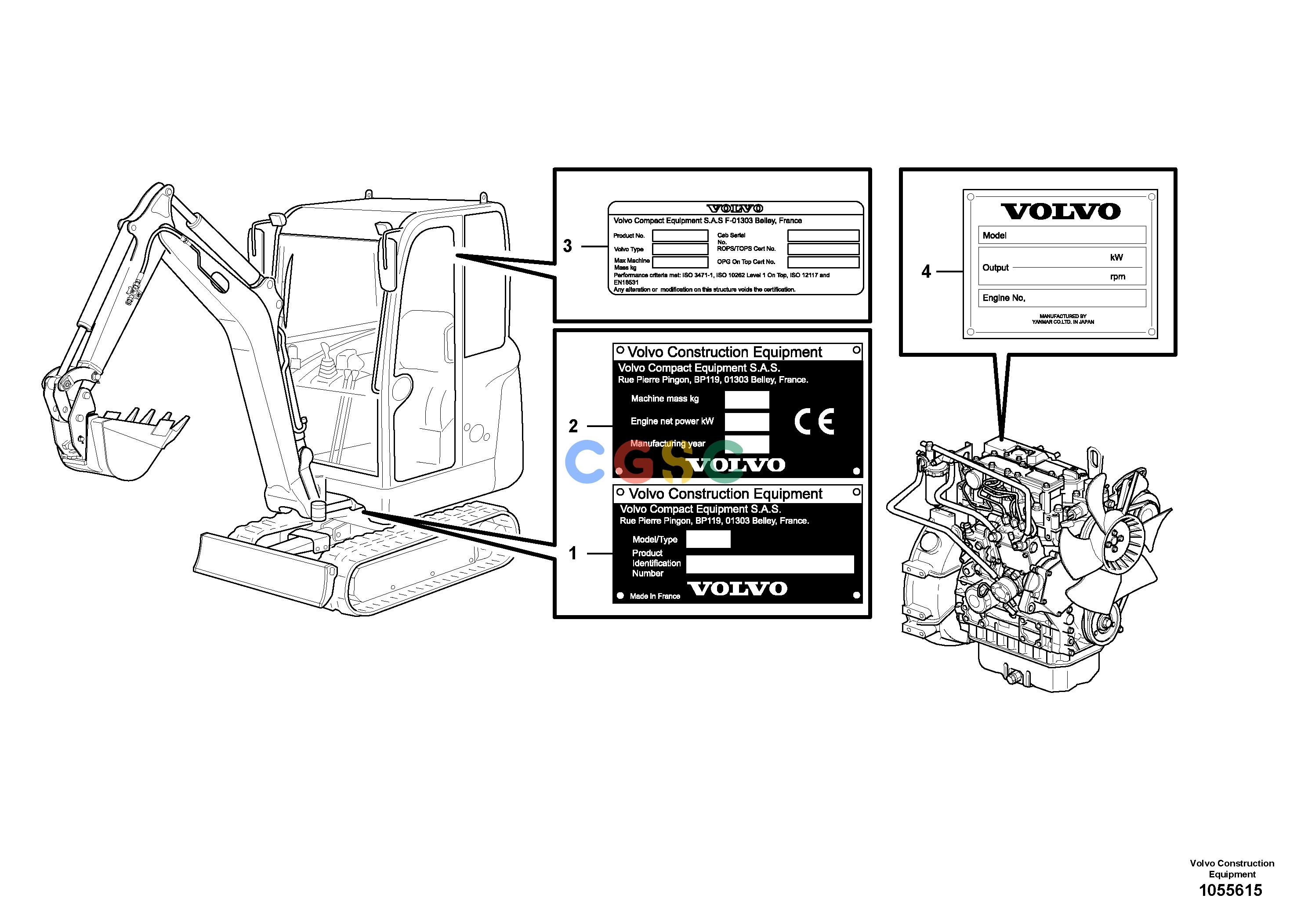 沃尔沃零件查询EC20C Product identification plateNone NoneNoneNoneAutodata Volvo online