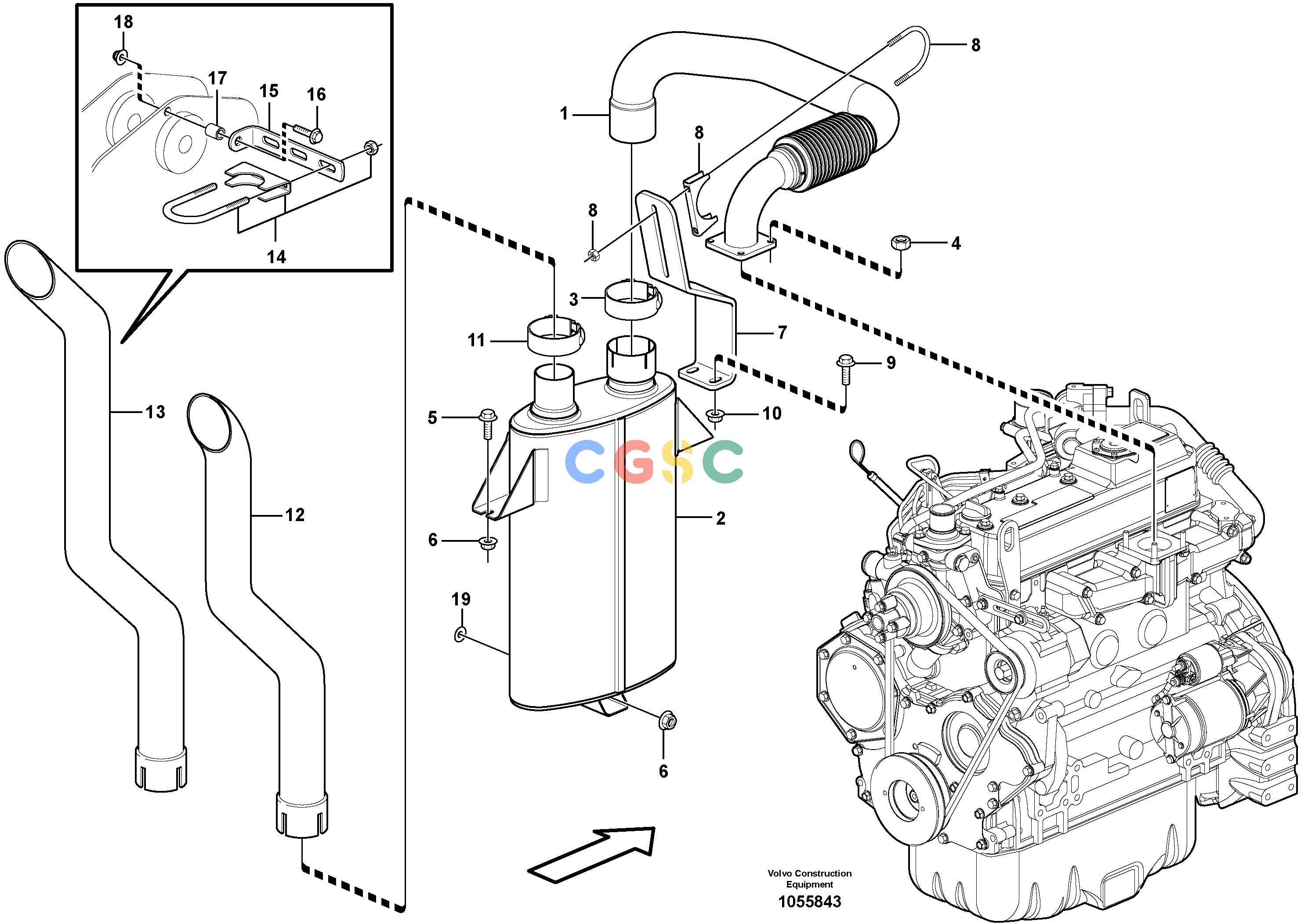 沃尔沃零件查询MC80B Exhaust systemS/N 71000 -11858383-11858246VOE11858383NoneAutodata Volvo online