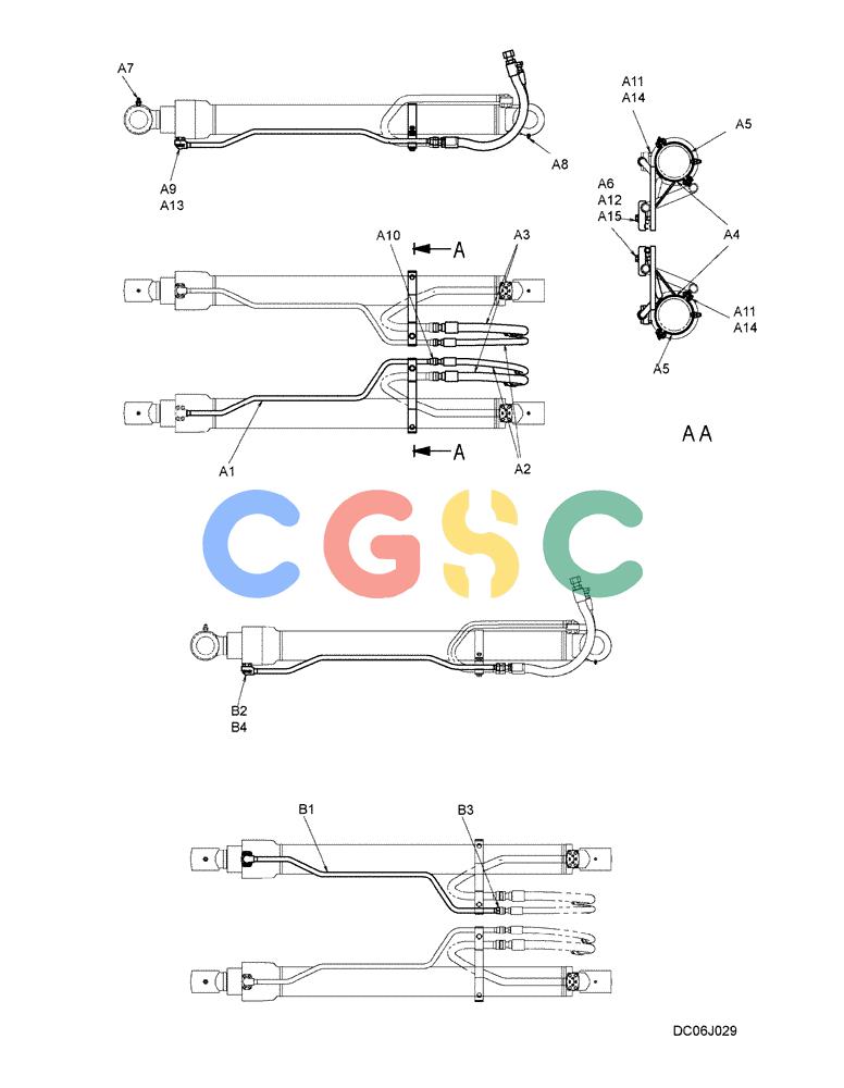 纽荷兰零件查询(E215B) - CRAWLER EXCAVATOR - TIER 3 (NA) - ASN N7DA21001 (1/07-) (5.026[00]) - HYDRAULIC LINES, CYLINDER (BOOM & ARM HOLDING VALVE) (YN42H00352F1), FIGURE 1 OF 2 New Holland Constructuion