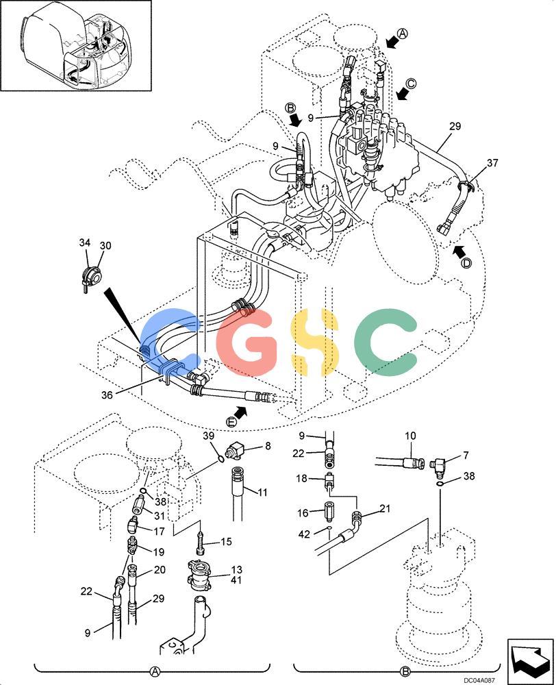 纽荷兰零件查询(EH130) - CRAWLER EXCAVATOR (3/04-) (08 -05[00]) - HYDRAULIC LINES - RETURN (YY32H00003F1) New Holland Constructuion