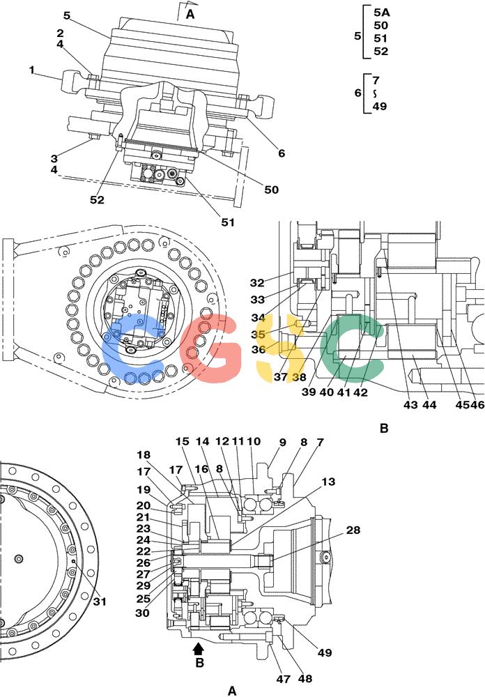 纽荷兰零件查询(E805) - CRAWLER EXCAVATOR (1/05-) (06-003-00[01]) - TRAVEL MOTOR AND REDUCTION GEAR New Holland Constructuion