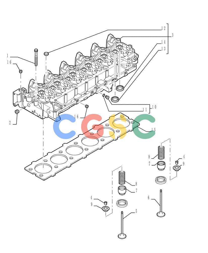 纽荷兰零件查询(E215B) - CRAWLER EXCAVATOR - TIER 3 (NA) - ASN N7DA21001 (1/07-) (9.006[00]) - CYLINDER HEAD INSTALLATION New Holland Constructuion