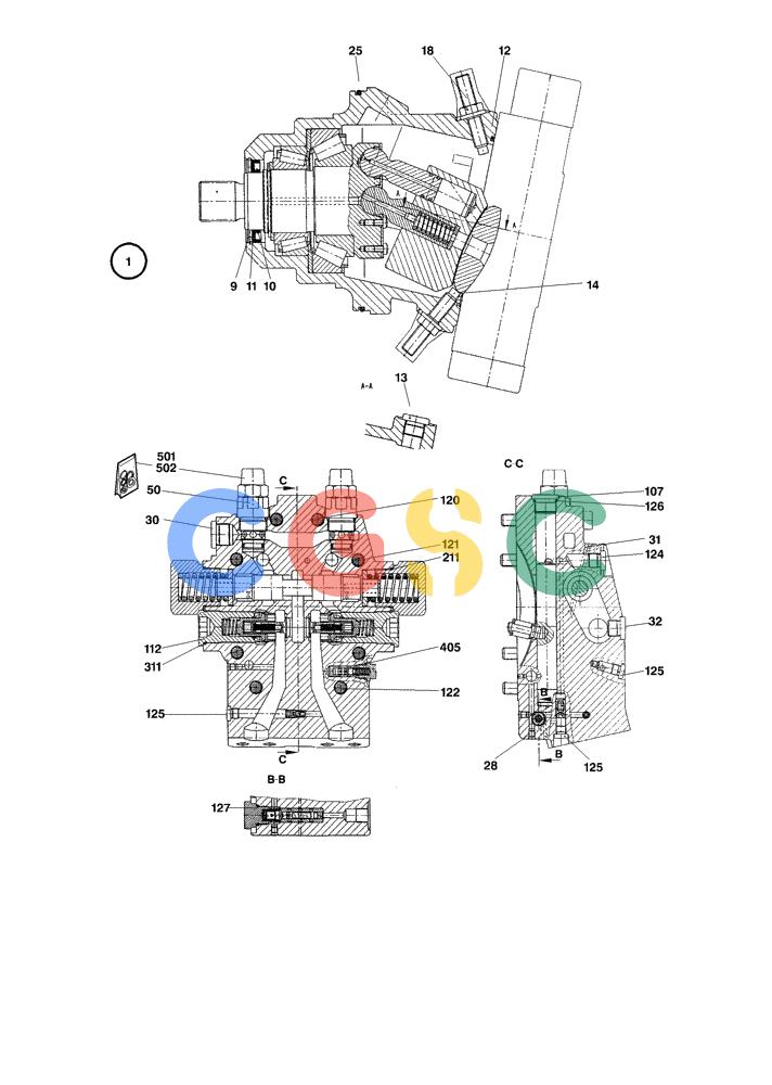 纽荷兰零件查询(EC350) - CRAWLER EXCAVATOR (2/00-) (22.120[001]) - AXIAL PISTON MOTOR ADJUSTABLE INSTALL.MATERIAL (S/N 735003-UP) New Holland Constructuion